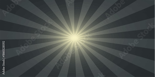 Abstract blue sunburst rays background with bright light and radial design illustration