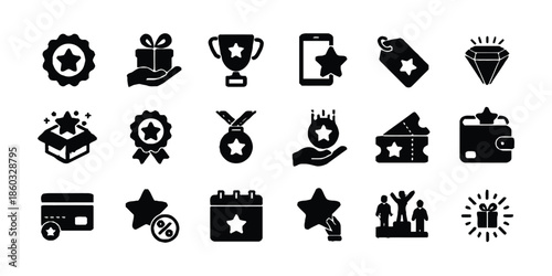 Reward and Loyalty Icons Collection. Achievement and Bonus Icons Set