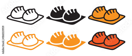 Dumpling Icons Set. Various Styles and Colors for Food and Asian Cuisine.
