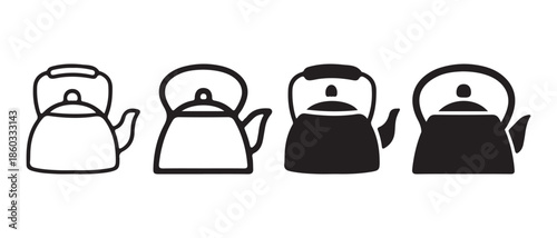 Teapot Icons Set. White and Black Kettles Set, Simple Vector Graphics.
