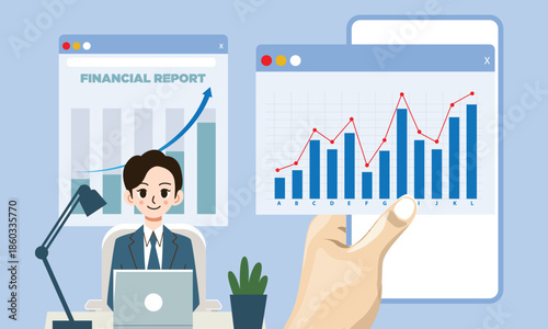 Business Finance Statistics and Revenue Growth Visualization