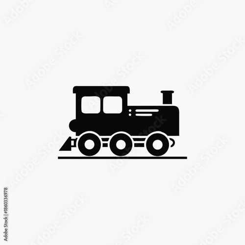 train engine icon turn ahed silhoutte vector template