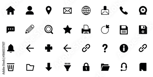 Website Icon Set Vector. Essential Symbols for Computer, Web, and Mobile Apps Interface Design and Development