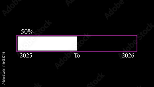Wishing a happy new year 2025 to 2026. Loading bar from 2026 to 2027 new year transfer animation. New year 2026 loading bar animation.