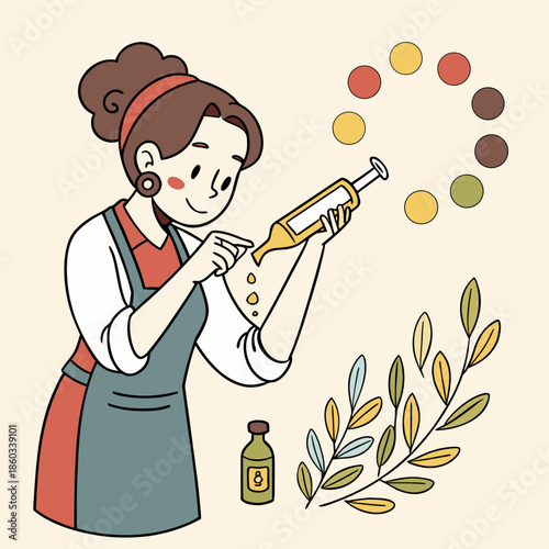 Woman mixing liquids in a laboratory setting