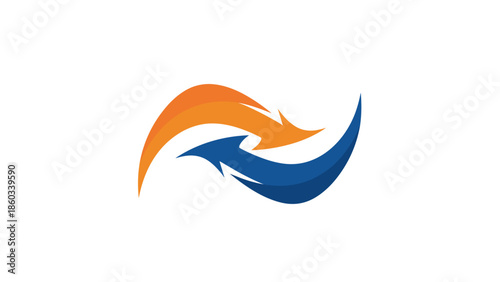Dynamic Interplay Orange and Blue Arrows in a Circular Dance.