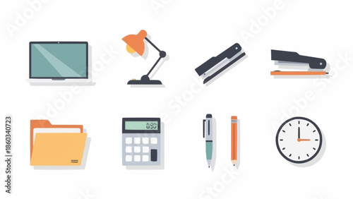 Office Supplies and Equipment Illustration for Business and Education.