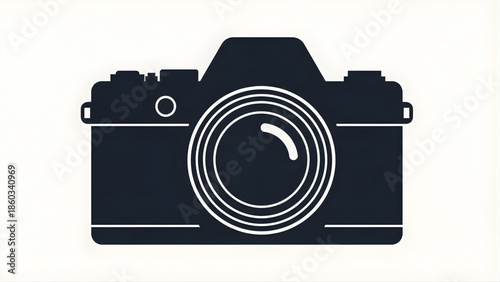 Silhouette of a Vintage Camera on White Keywords: camera, photography, vintage, retro