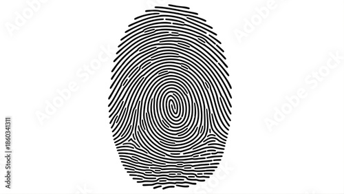 Black Fingerprint Graphic on White Background thumbprint