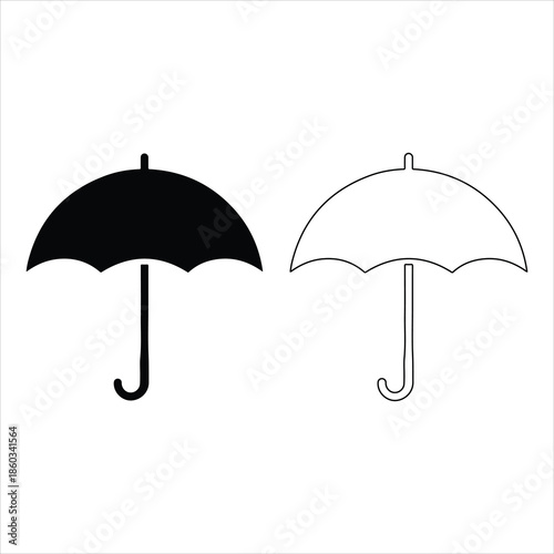 Simple black umbrella icon silhouette on white background.