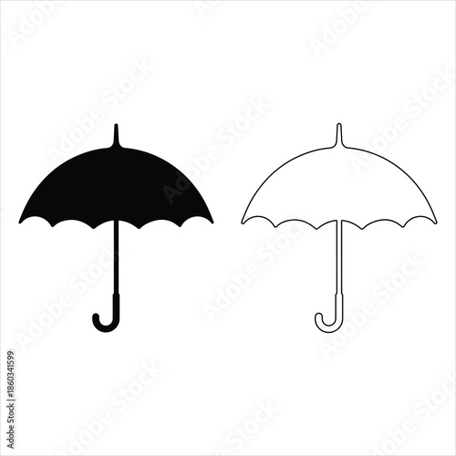 Simple black umbrella icon silhouette on white background.