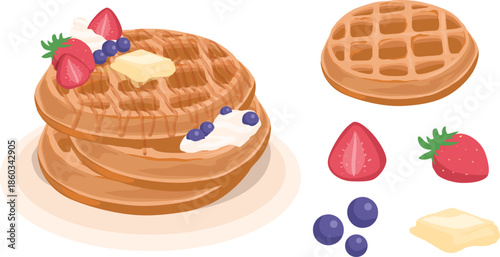 Waffle Dessert Illustration 