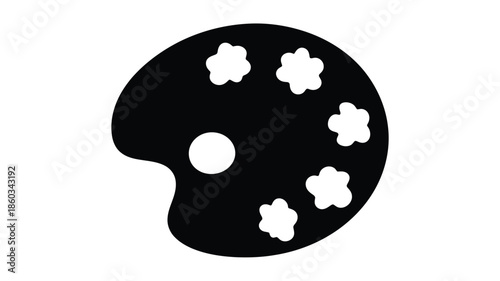 A black artist s paint palette with white shapes a striking silhouette