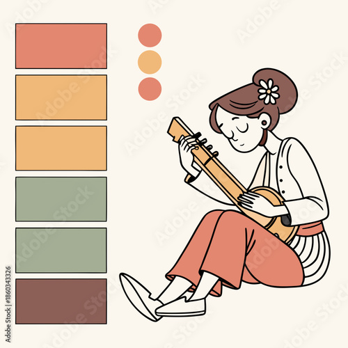 Woman Playing Traditional String Instrument