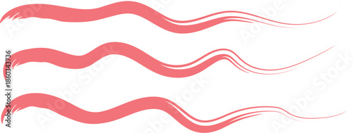 Three vibrant red brushstroke waves presented in a dynamic arrangement perfect for design elements on transparent background