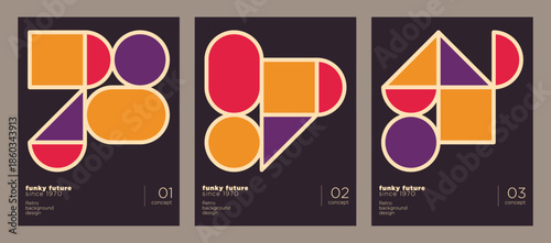 An abstract layout design set in a colorful geometric style. Vector illustration.