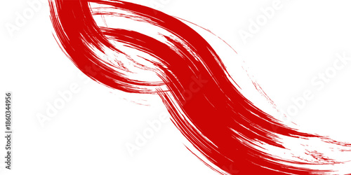 Straight red ink vector lines pack. Bloody color long and round hand-drawn brushstroke text highlights, frames, circles. Asian calligraphy brushstroke set.