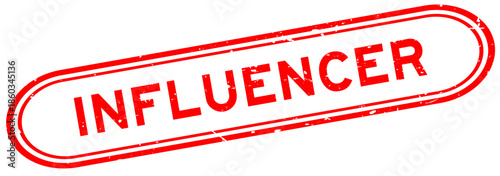 Grunge red influencer word rubber seal stamp on white background