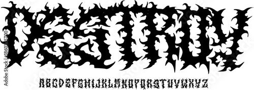 Destroy Extreme Horror Display Font with Organic Flame Shapes – Dark Creepy Typeface for Death Metal Logos, Horror Posters, Album Covers, Halloween Design, Game Titles, and Heavy Graphic Projects
