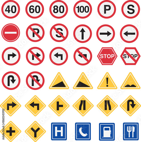 Road Sign Icon Set