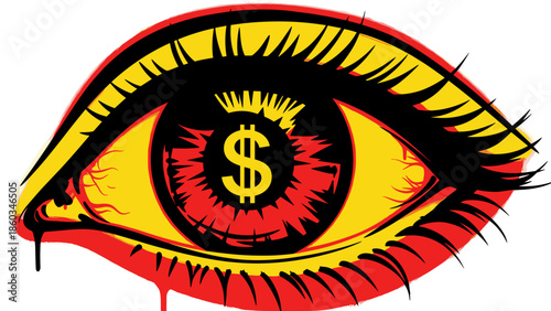 Eye with Dollar Sign A Symbol of Greed and Financial Obsession.