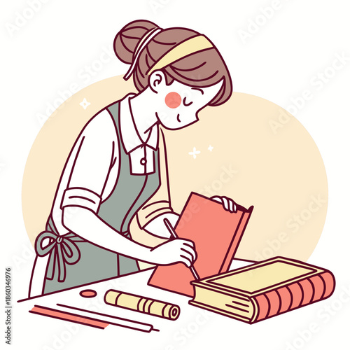 Woman Studying and Writing at a Desk