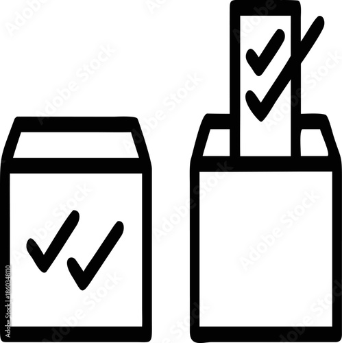  two black-and-white icons representing voting or ballot boxes.