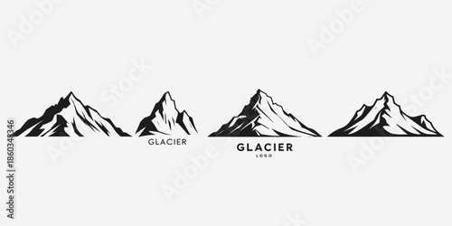 Arctic glacier logo sketch illustration vector set