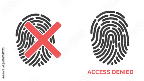 Fingerprint Access Denied Security and Identification Concept.