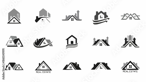 Collection of Real Estate Logo Designs in Black and White.