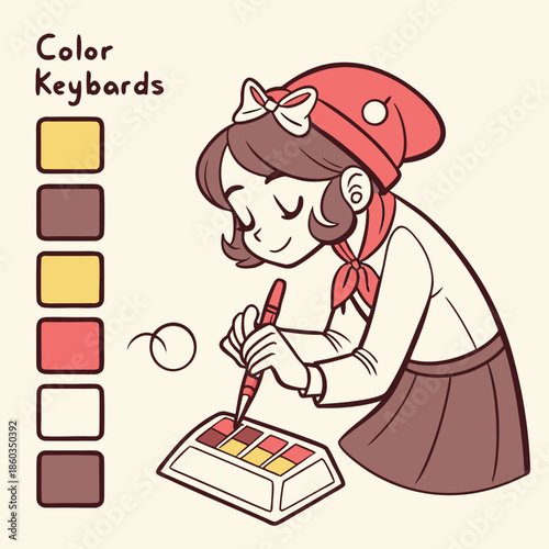 Young girl creating art with paint palette