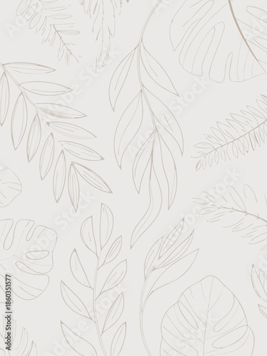 Seamless vintage nature wallpaper design featuring a floral pattern of olive tree branches and plant leaf silhouettes in a vector art illustration for retro spring decoration