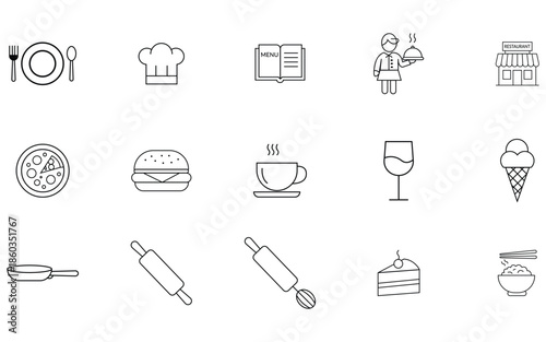 Restaurant Food and Beverage Icon Set