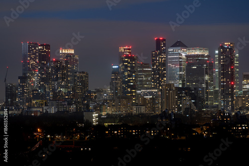 Canvas Print Illuminated city skyline at night