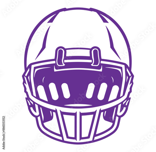 Purple football helmet with outlined details suitable for sports team or school designs