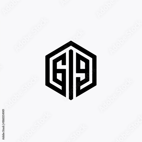 Geometric 69 Logo – Symmetrical Hexagon Design with Mirrored Numerals and Bold Black Lines