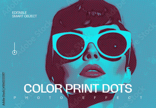 Color Print Dots Photo Effect Mockup