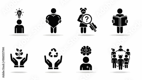 Collection of Human Icons Representing Ideas Health and Community.
