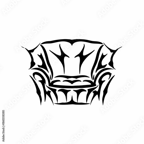 Modern Interior Design and Furniture Logo Vector Featuring Minimalist Chair Line Art Symbol, Professional Home Decor Brand Identity