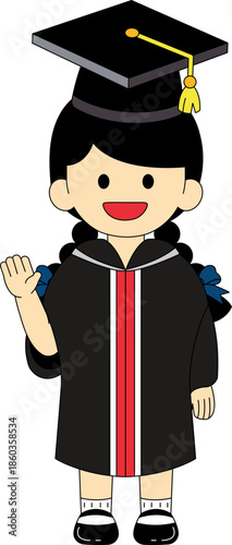 A young woman in a graduation gown