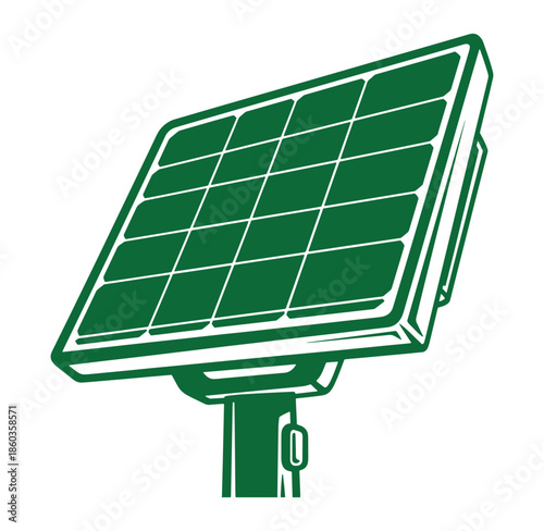 Vector illustration of a green solar panel generating sustainable renewable energy