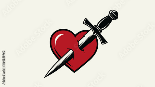 Heart pierced by a dagger symbolizing heartbreak and emotional pain.