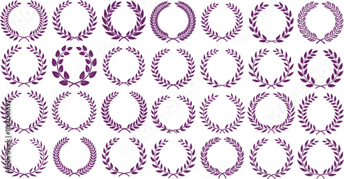 An extensive set of laurel wreath award and victory emblem vector graphic elements