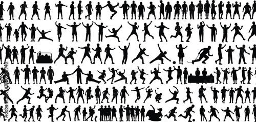 Black silhouettes showing human life cycle stages from a crawling baby and aging with walking sticks to a final gravestone