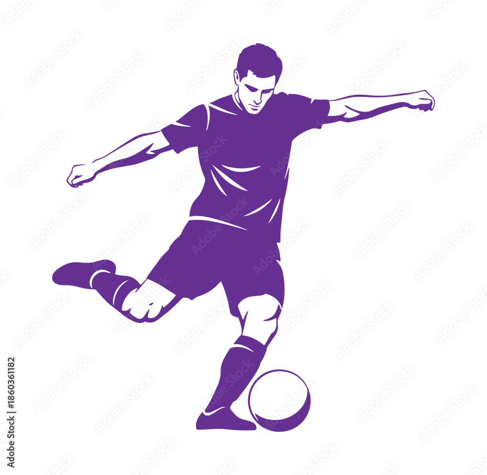 Fototapeta premium A soccer player in action kicking the ball during an exciting football game
