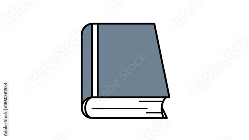 Illustration of a closed book with a gray cover and white pages.