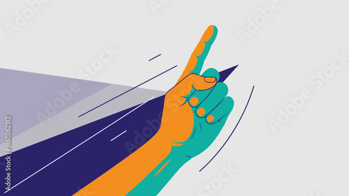 Illustration of a Hand Pointing Upward with Dynamic Motion.