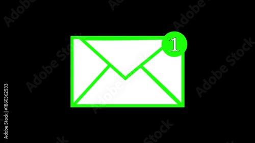 Message notification animation. New message and mail inbox notification icon. Envelope Outline web line icon.