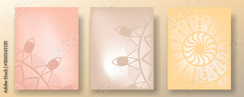 Mandala set modern vector template for brochure, leaflet, flyer, cover, banner, catalog, magazine, or annual report