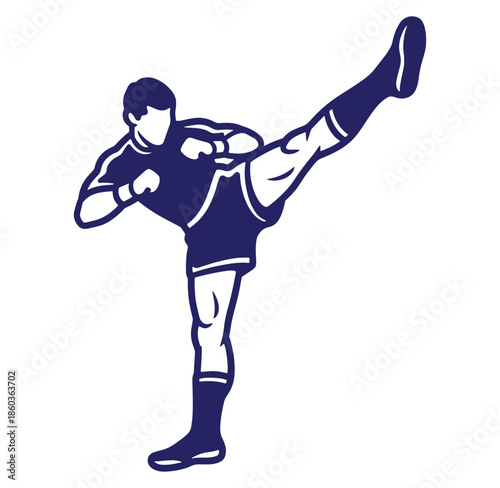 Athletic silhouette demonstrating a high kick suitable for sports or martial arts design